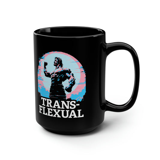 Trans-Flexual Transgender Pride Muscle Coffee Mug 15oz, Pride Month Gift, Weight Trainer Gift, LGBTQ Gift, Gym Fitness, Bodybuilder gift