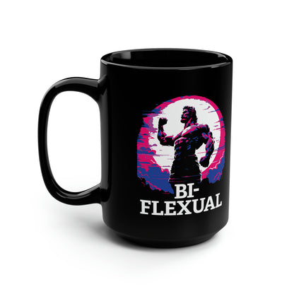 Bi-Flexual Bi Pride Muscle Coffee Mug 15oz, Pride Month Gift, Weight Trainer Gift, LGBTQ Gift, Gay Gym Fitness, Bisexual, Bodybuilder gift,
