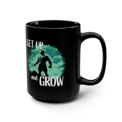 Get Up and Grow Muscle Coffee Mug 15oz, Bodybuilder Gift, Personal Trainer Gift, Crossfit Gift, Gym Rat Gift, Muscle Weightlifter Mug Gift