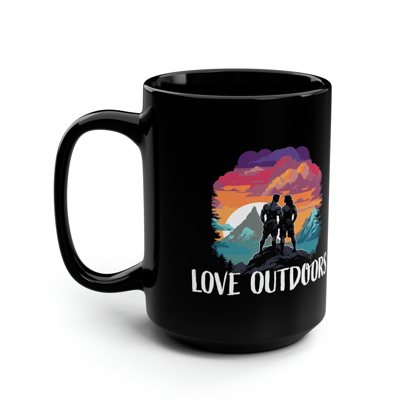 Muscle Mountain Love is Love Pride Coffee Mug 15oz, LGBTQ Bodybuilder Gift, Outdoor Hiker Gift, Crossfit Gift, Gay Gym Weightlifter Mug Gift