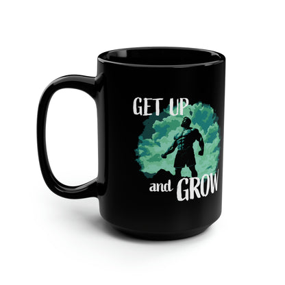 Get Up and Grow Muscle Coffee Mug 15oz, Bodybuilder Gift, Personal Trainer Gift, Crossfit Gift, Gym Rat Gift, Muscle Weightlifter Mug Gift